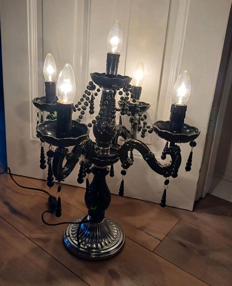 Tischlampe Leuchte Kronleuchter schwarz Kunststoff Barock Style in Hamburg