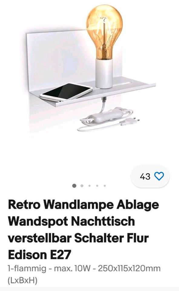 Wandlampe Neu Ablage Nachttisch verstellbar Schalter UVP 29,95€ in Leipzig  - Grünau-Ost | eBay Kleinanzeigen ist jetzt Kleinanzeigen