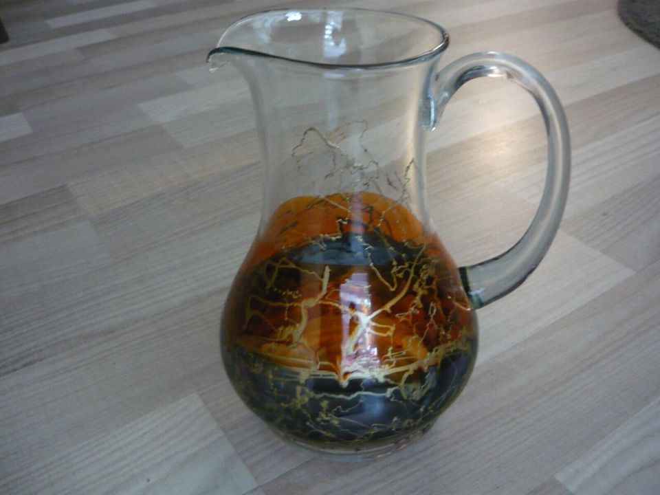 Vintage Glaskrug Wasserkrug Karaffe 2 L, Saftkrug Henkelkrug in Geretsried