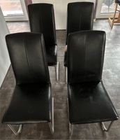 4 Stk. Leder Esszimmerstühle schwarz mit Edelstahlfuss Niedersachsen - Seulingen Vorschau