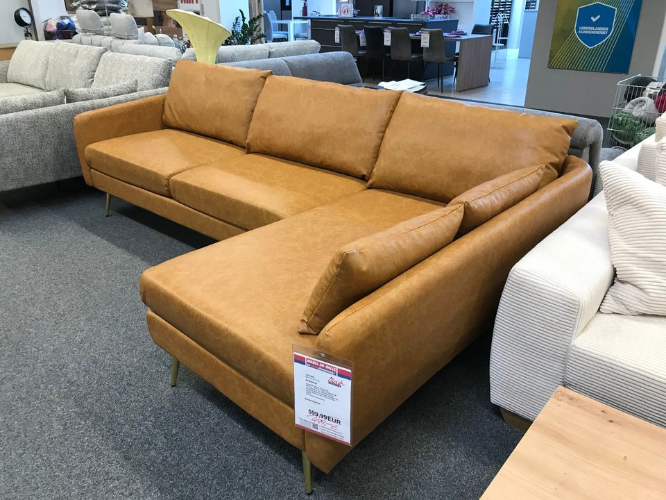 Ecksofa Antonius braun Lederoptik Ottomane rechts statt 599,99€ in Kulmbach