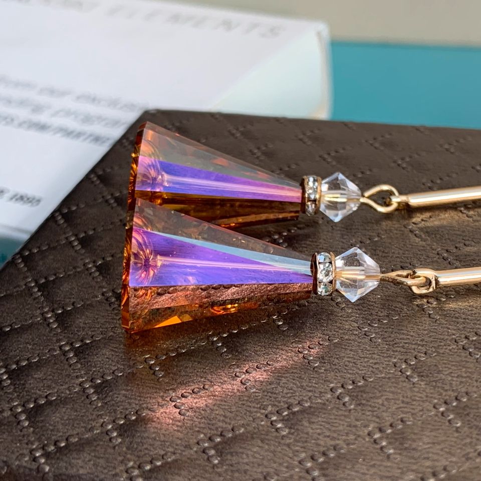 Lange Ohrringe echt vergoldet Swarovski Elements Kristalle in Riedstadt