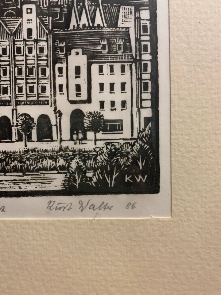 Kurt Walter, Original Holzstich , Berlin Nikolaiviertel, signiert in Berlin