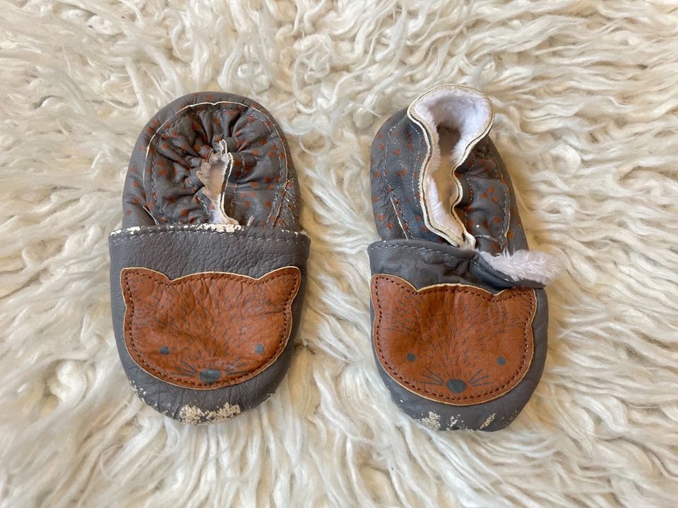 Leder puschen Krabbelschuhe baby Erstlings 18 19 Fuchs Winter in Bielefeld