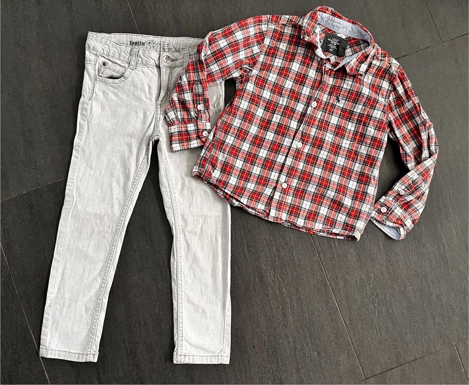 Jungen Set Jeans Hose & Hemd kariert H&M, Gr. 116 in Freigericht