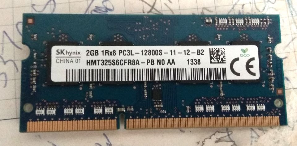 SK hynix 2GB 1Rx8 PC3L-12800S-11-12-B2 DDR3 SO-DIMM RAM getestet! in Ingolstadt