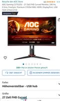 PC Bildschirm 27 Zoll 240 Hz Bayern - Wolfratshausen Vorschau