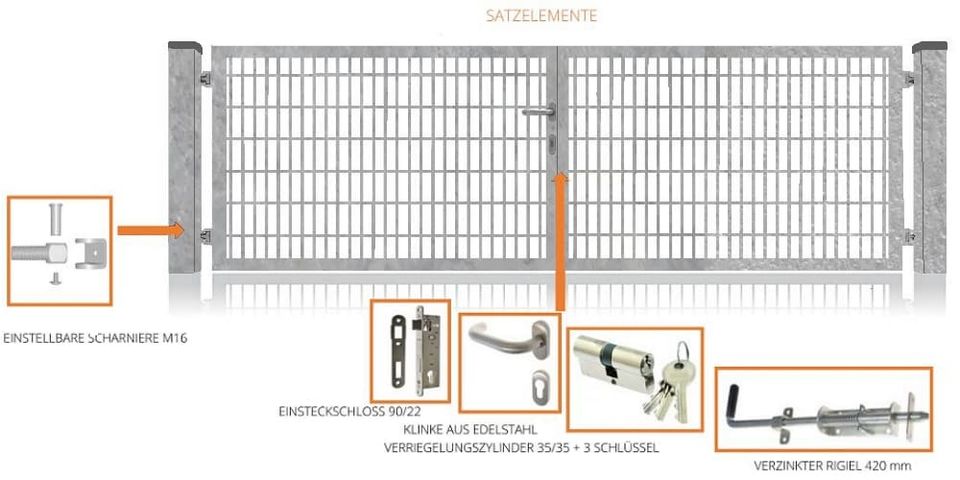 Doppelstabmattenzaun Doppelflügeltor + Zubehör 3500x1200mm Nr.701 in Lübbecke 