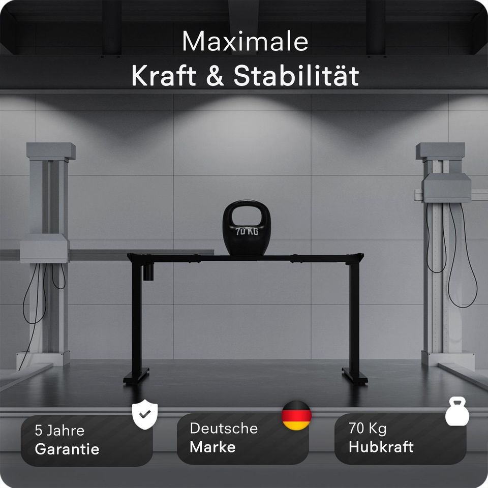 DESQUP Elektrisch höhenverstellbarer Schreibtisch | inkl. Versand | Standing Desk Stehtisch Schreibtisch höhenverstellbar elektrisch bürotisch stehschreibtisch height adjustable desk in Berlin