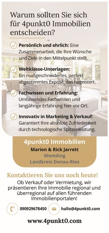 4punkt0 Immobilien – mit Herz und High-Tech – mehr als nur Makler! in Wemding