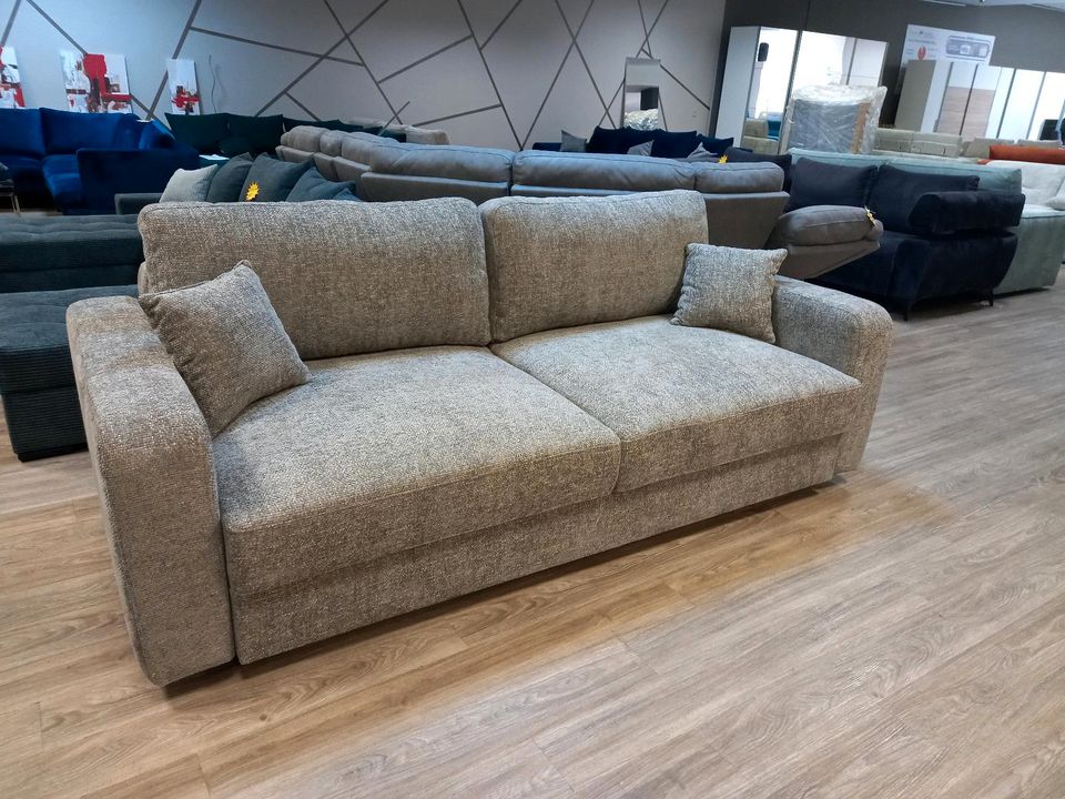 Schlafsofa Schlafcouch mit Besttkasten Grau Gewebt in Düsseldorf