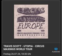 Travis Scott Utopia Block 2A 2 Tickets nebeneinander. Nordrhein-Westfalen - Hagen Vorschau