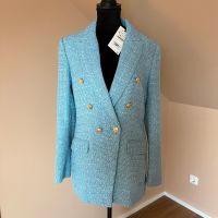 Zara hellblauer Blazer Damen Tweed Boucle Jackett Gr. S Niedersachsen - Scheeßel Vorschau