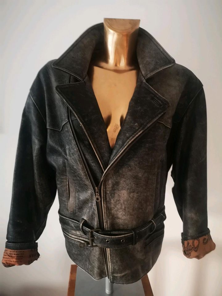 Biker-Lederjacke von Linus, used look, 1A Vintage, Gr. XL in Ahrensburg