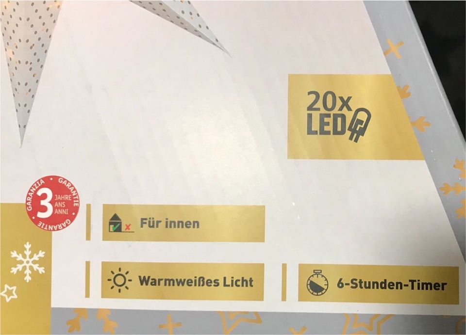LED Weihnachtsstern 20 LED warmweiss 6h-Timer Batteriebetrieben in Halle