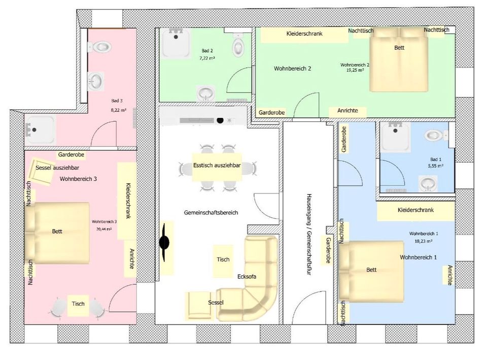 Ferienwohnung (3 einzelne Wohnbereiche) im "Haus Sonne" in Schönau-Berzdorf