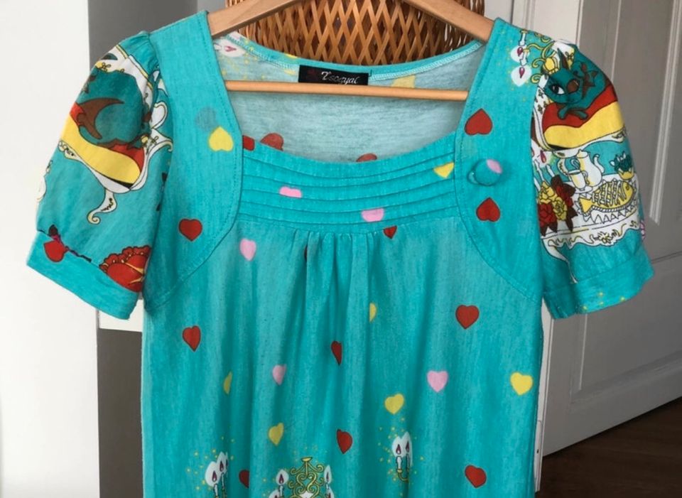 Bunt Mädchen Damen Herzen Kitty Kleid Shirtkleid Tunika S 36 süß in Osnabrück