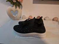 Schuhe Sneaker schwarz mit Strasssteinchen (Gr. 41) Saarland - Schmelz Vorschau