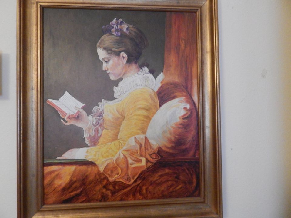 Gemälde  "Lesende Frau" in schönem Rahmen in Ludwigshafen