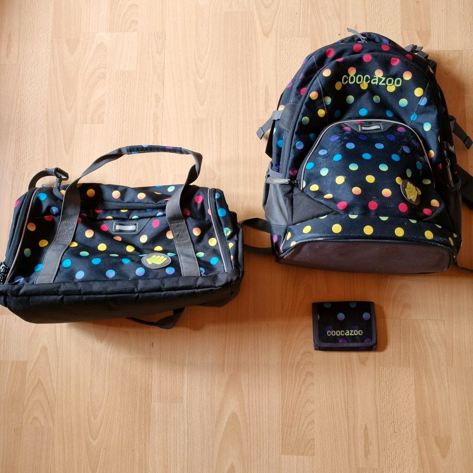 Coocazoo Schulrucksack Sporttasche Geldbeutel Magic Polka in Eppingen