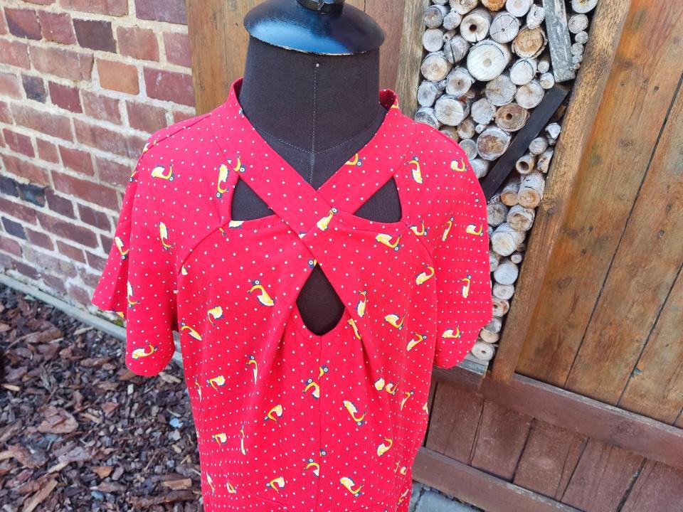 Blutsgeschwister Kleid rot weiss Punkte Vespa Gr. XL Neu in Heinsberg