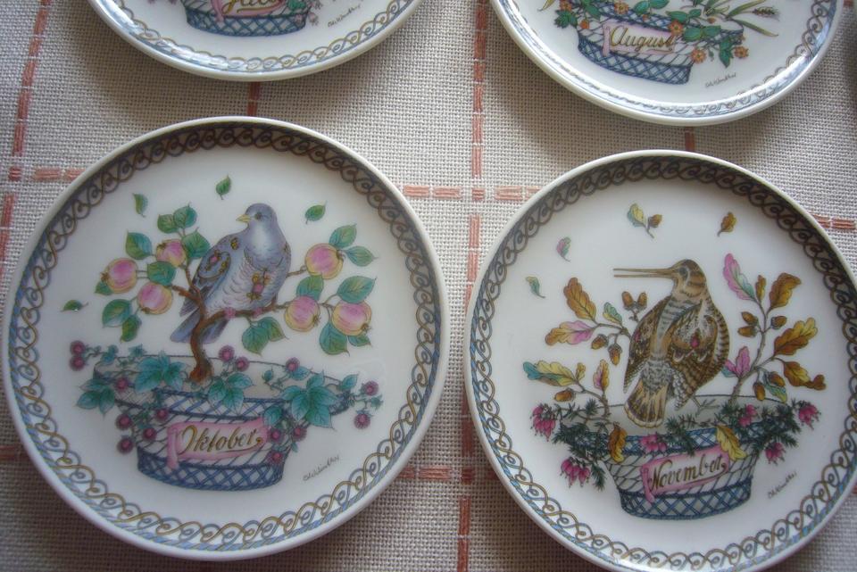 12 Monatsuntersetzer v. Hutschenreuther, Vogelmotive, Ole Winther in Dollnstein
