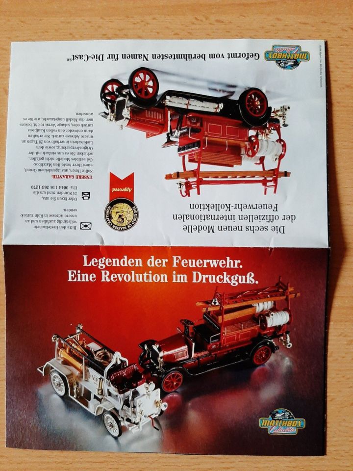 Matchbox Sammlermodelle Legenden der Feuerwehr mit Certivikate in Stoltebüll