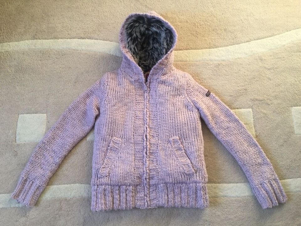 ❤️ SUBLEVEL Winterstrickjacke mit Webpelzfutter, Gr S, puder in Lachendorf