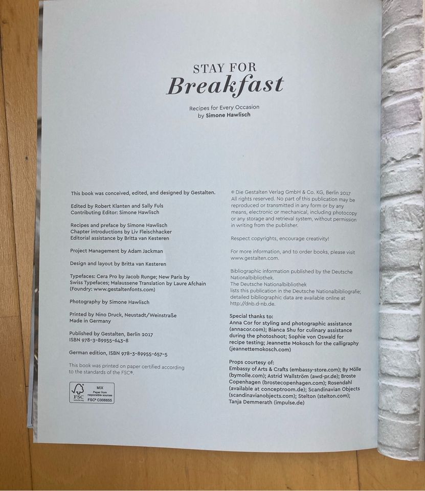 Kochbuch „Stay For Breakfast“ - Simone Hawlisch in Frankfurt am Main