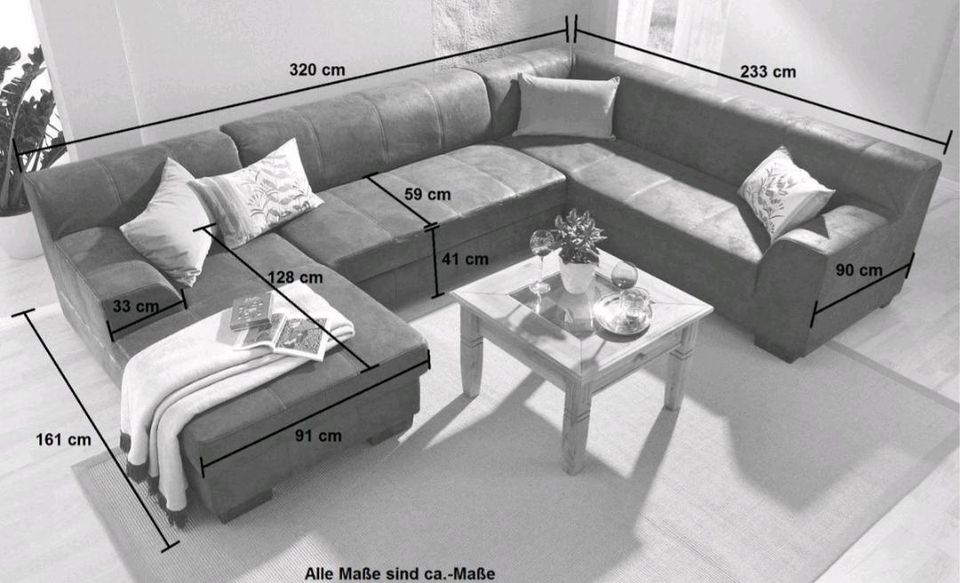 Wohnlandschaft, Sofa U Form mit schlaffunktion und Bettkasten in Offenbach