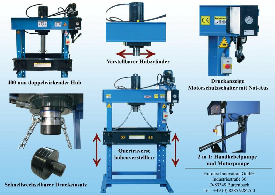 Hydraulische Werkstattpresse 150 Tonnen mit Automatifunktion in Burtenbach