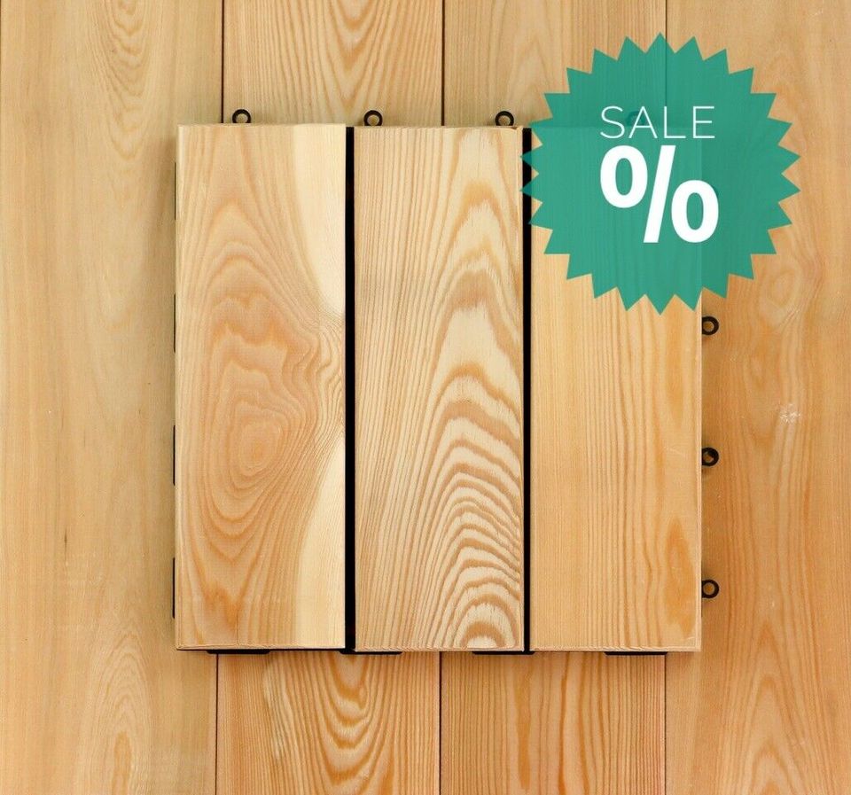 Holzfliese 31 x 31 cm Sibirische Lärche ❗ab 4.22 €, 1 Stück = 0,096m², Klickfliesen Bodenbelag für Balkon & Terrasse in Hohenlinden