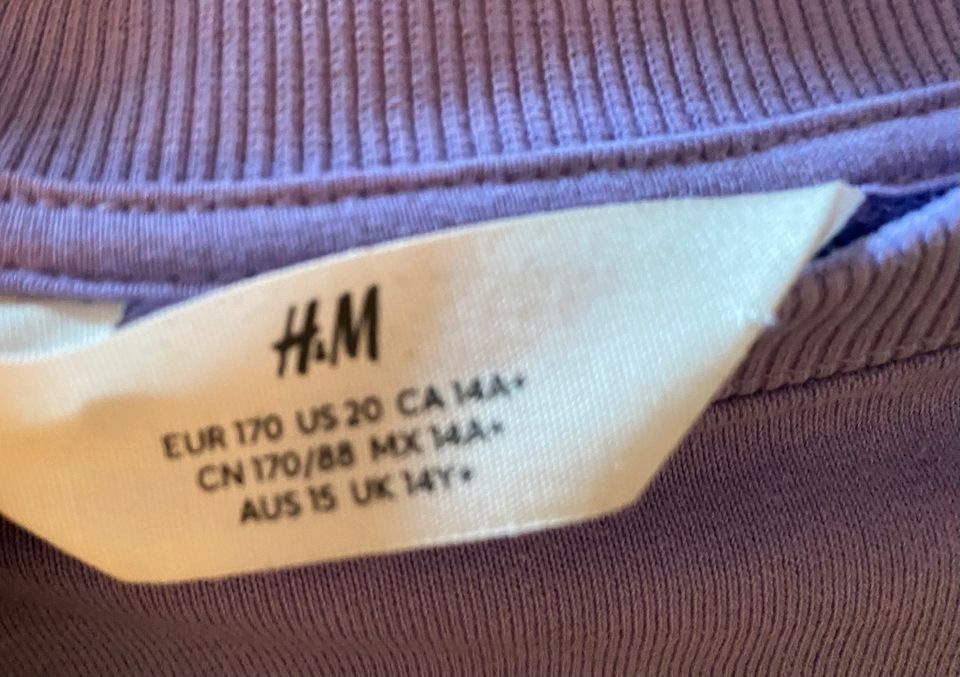 H&M GARFIELD PULLOVER GR 170 Shirt lila Sweatshirt in Marpingen