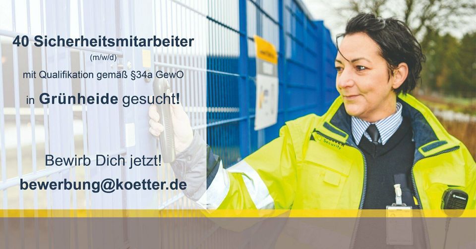 Sicherheitsmitarbeiter (m/w/d) Berlin Ost/ Brandenburg in Erkner