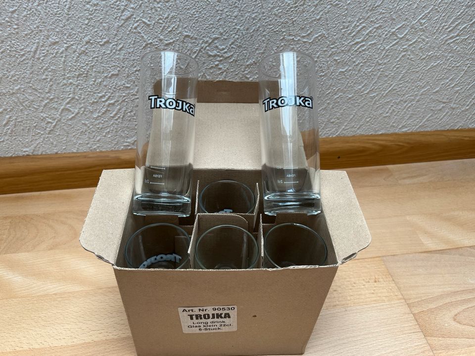 6x Trojka Vodka Gläser unbenutzt Longdrink 22 cl Long Drink in Rheinfelden (Baden)