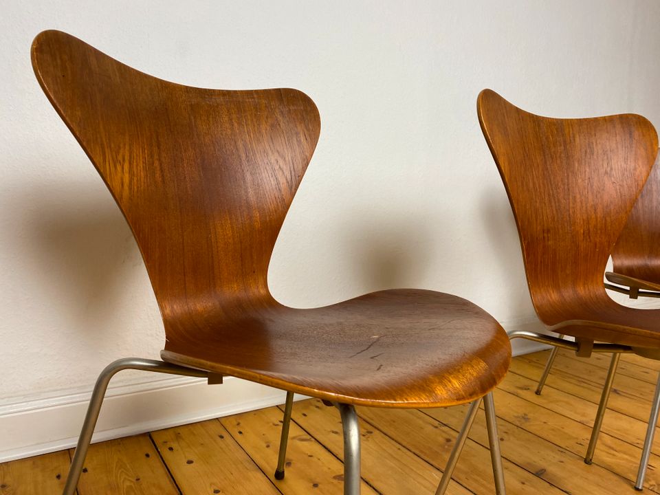 3er Set Arne Jacobsen 7 Chairs Fritz Hansen 1st Edition 50er Teak in Wuppertal