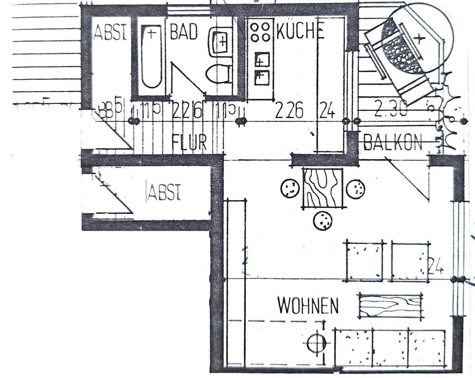 1-Zimmer Wohnung im Zentrum von Böblingen, Balkon, TG-Stellplatz in Böblingen