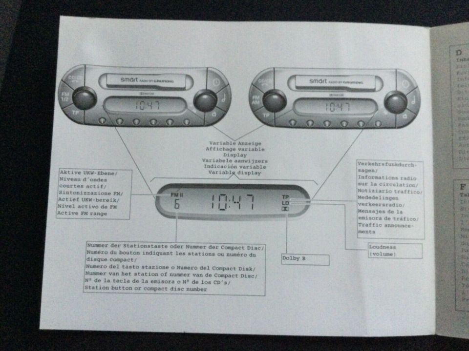 Smart Bedienungsanleitung Auto Radio CD / Kassette in Kiel