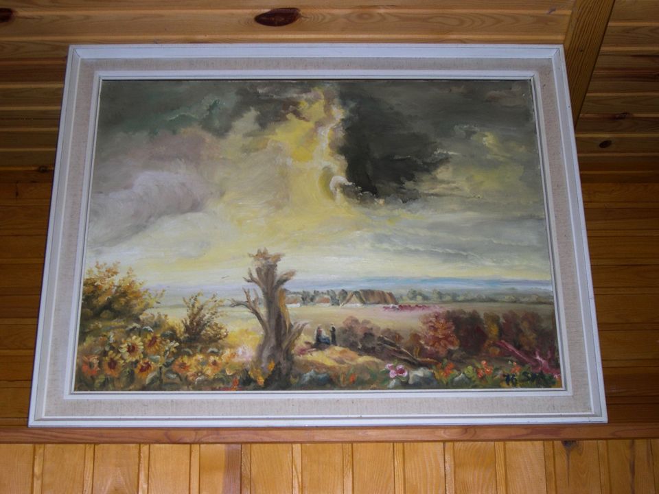 Original Ölgemälde, Puszta-Landschaft, Ungarn, 1976 in Wandlitz