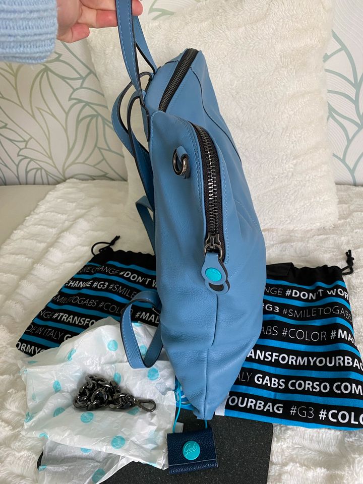 Gabs Leder Rucksack L blaugrau mit Rechnung in Waldesch