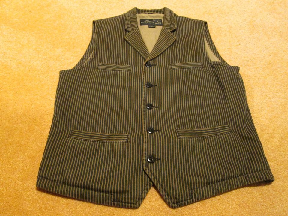 Pike Brothers Buccaneer Vest Hickory Stripe Brown in Teuschnitz