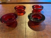 4 Teelicht-Halter aus Glas. Rot. Hessen - Immenhausen Vorschau
