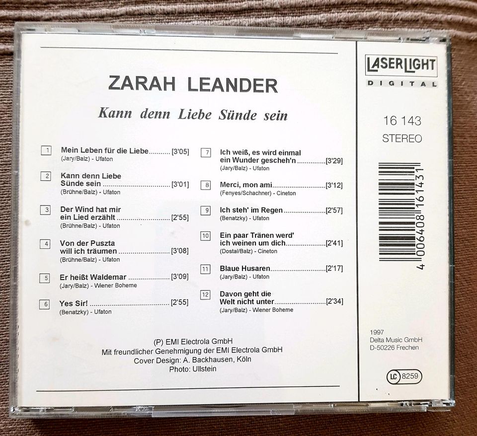 Zarah Leander CD Kann denn Liebe Sünde sein in Neustadt an der Weinstraße