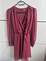 ZARA Kleid weinrot dunkelrot mit Bindegürtel/Schleife doppellagig Düsseldorf - Eller Vorschau
