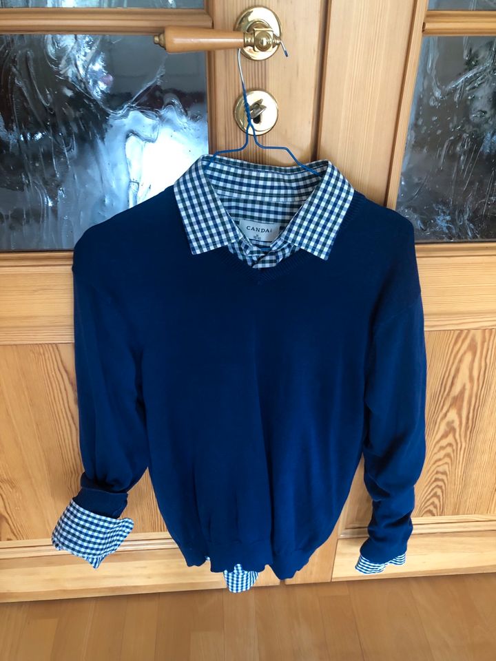 Herren langärmliger Pulli und Hemd 39/40 blau in Raben Steinfeld