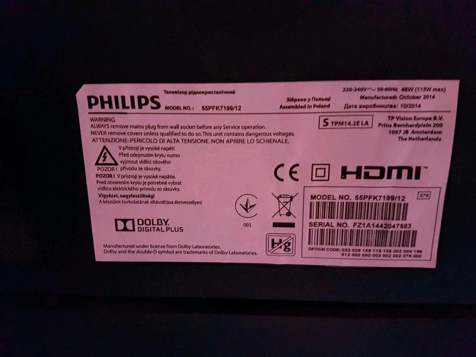 Philips 55 PFK 7199 mit Soundbar HTL 4110B/12 in Breckerfeld