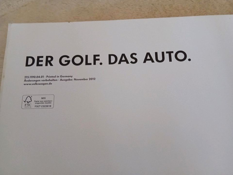 Katalog Hochglanz Der Golf. Das Auto. VW Volkswagen 2012 Golf 7 in Rottweil