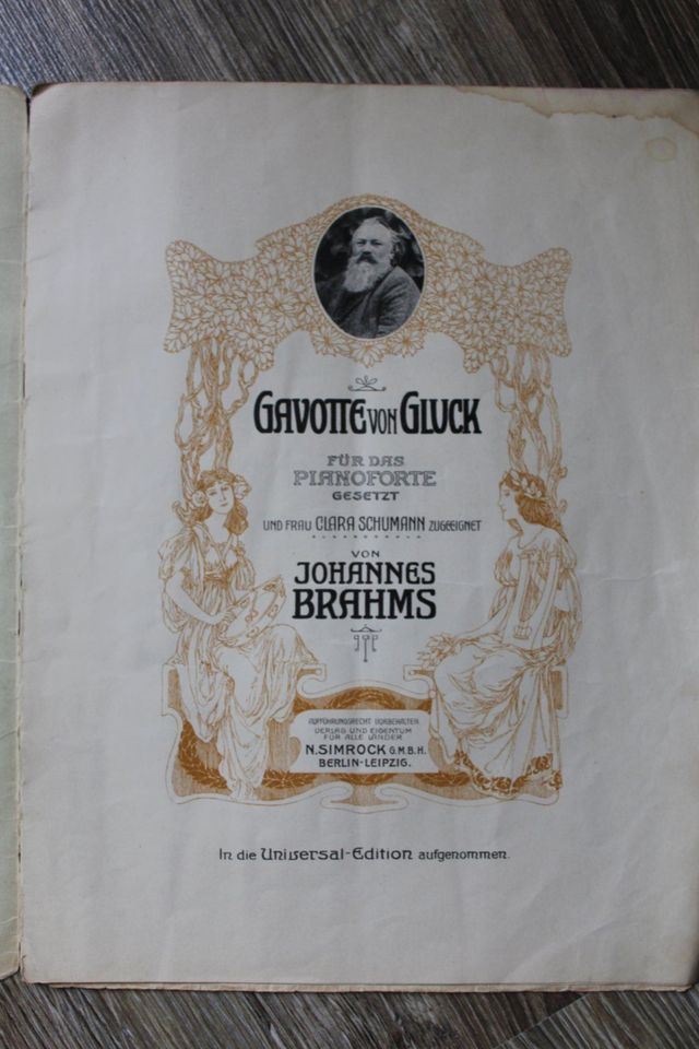 Altes Notenheft – Piano – Gluck-Brahms – Gavotte - Jugendstil in Bütthard