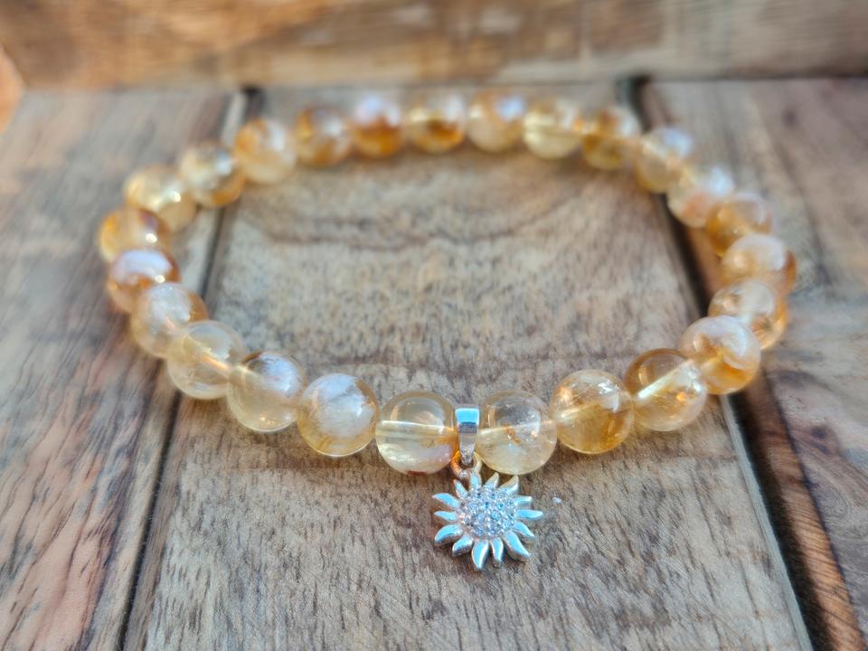 Citrin Edelstein Silber Sonne Armband  Naturstein Perlenarmband in Berlin
