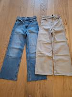 Jeans (blau; beige; Wide Leg; High Waist); H&M Denim; Gr. 34 Hessen - Ebsdorfergrund Vorschau